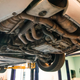 The underside of the engine on a 2003 Porsche 911.